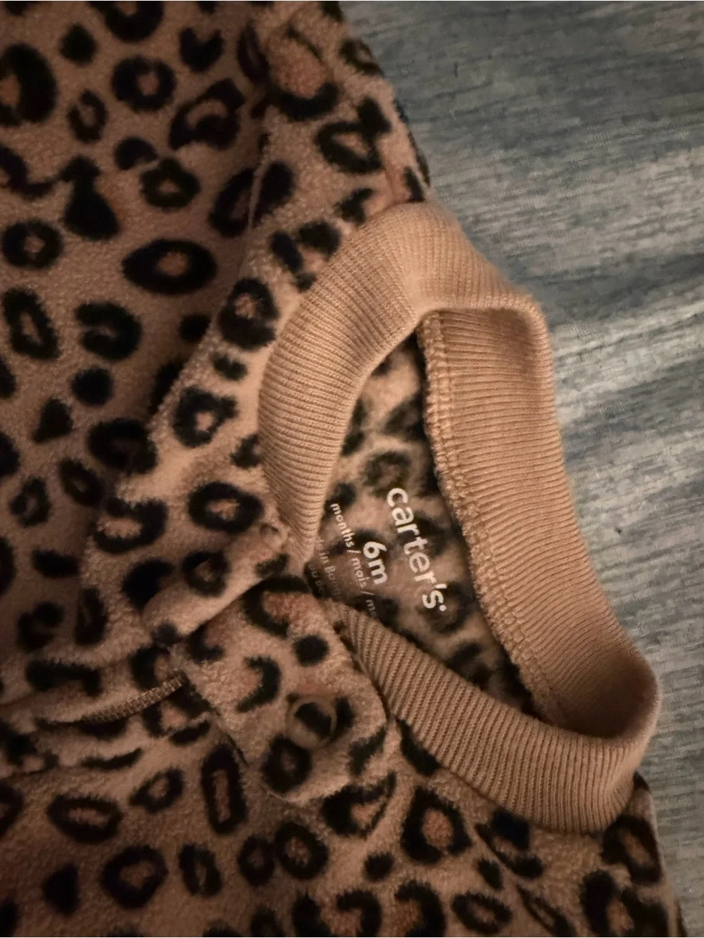 Cozy Leopard Print Footed One-Piece - Tan